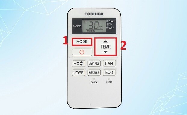 Sử dụng nút MODE để sử dụng các nút chức năng trên máy lạnh Toshiba