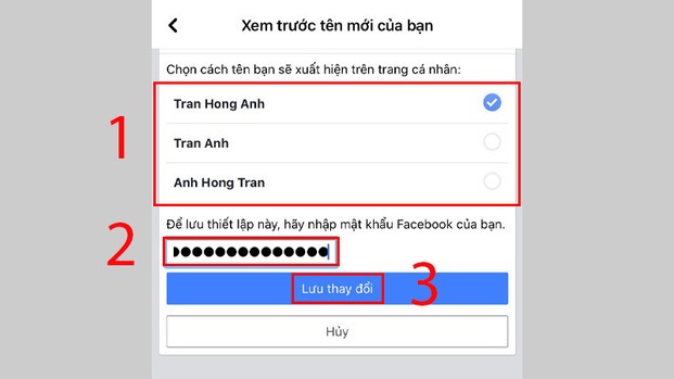 Bấm “Lưu thay đổi” để hoàn tất quá trình đổi tên trên Facebook