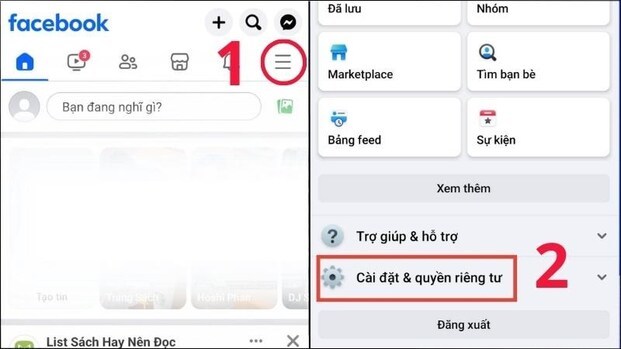 Vào Facebook trên iPhone và chọn Cài đặt & quyền riêng tư