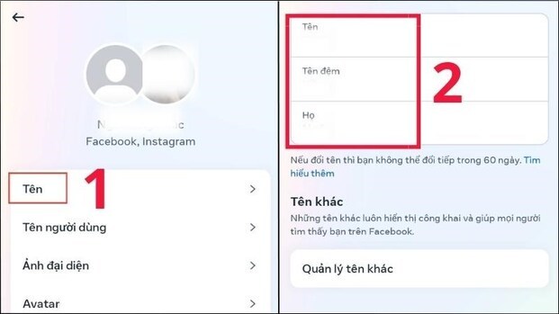 Chọn tên muốn thay đổi