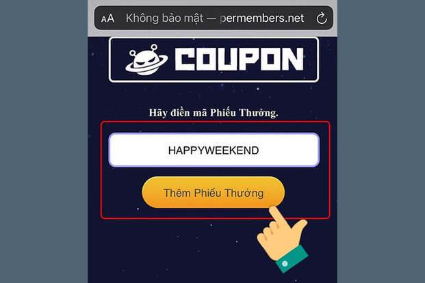 Nhập hoàn chỉnh mã code sau đó nhấn nút Thêm phiếu thưởng