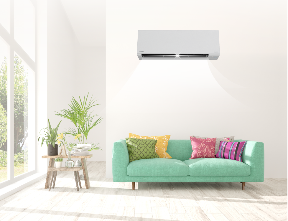 Dòng điều hoà không khí Toshiba AC trong không gian sống.