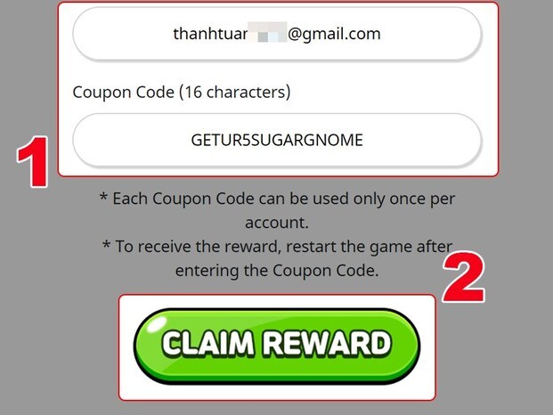 Vào trang web nhập code của Cookie Run Kingdom. Nhập ID và mã code của bạn sau đó nhấn Claim Reward để nhận quà