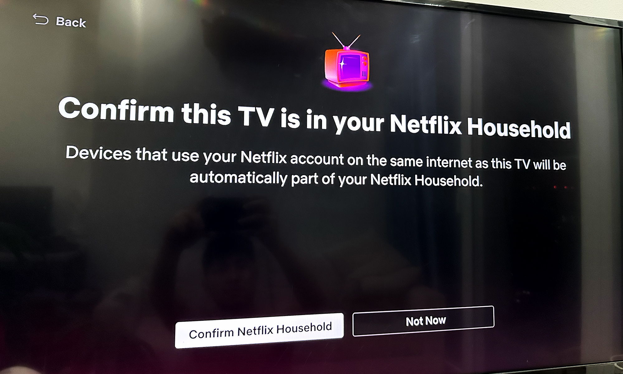 Màn hình Netflix khi bị chặn chia sẻ tài khoản. Ảnh: Lưu Quý