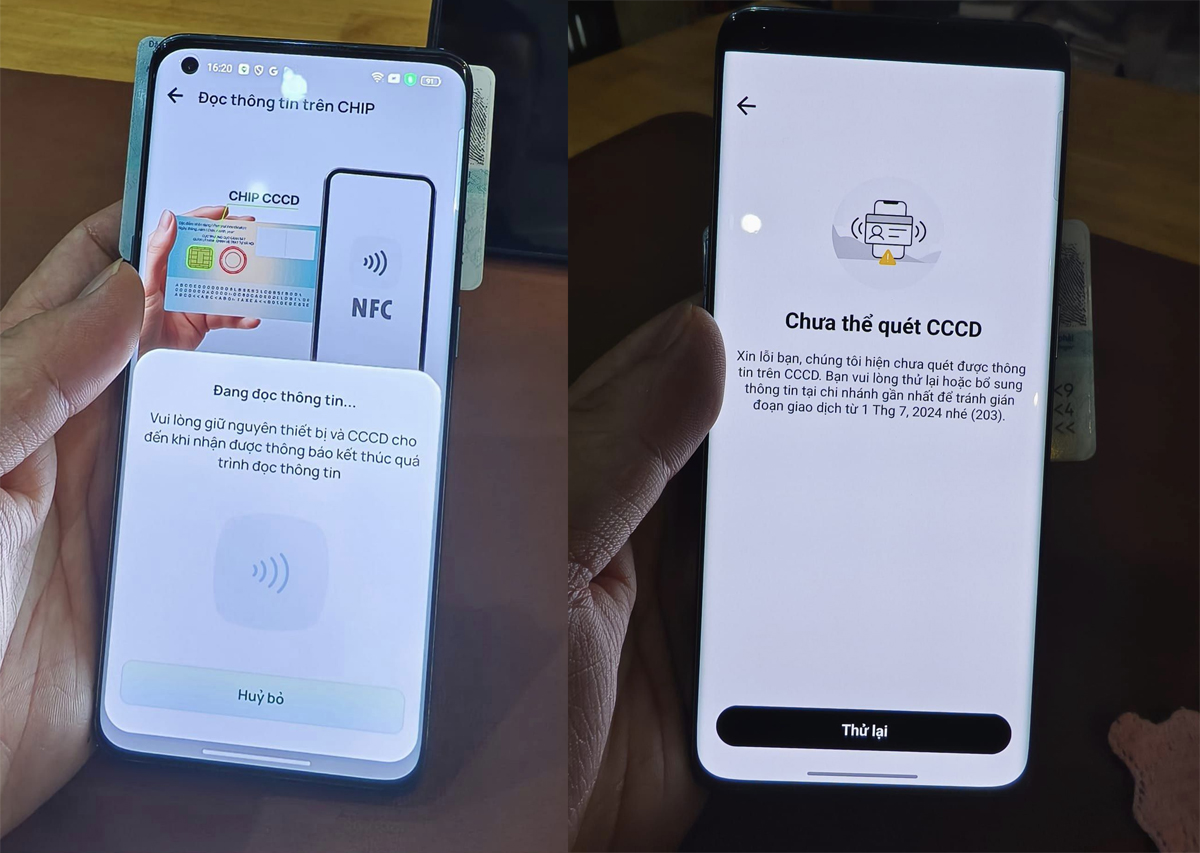Thao tác quét CCCD bị lỗi trên Vivo X100 Pro nội địa Trung Quốc. Ảnh: Hoàng Minh Hùng