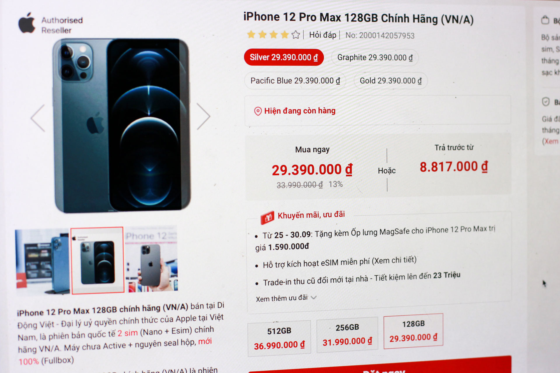Cuối tháng 9, iPhone 12 Pro Max được các hệ thống phân phối chính hãng của Apple tại Việt Nam đồng loạt giảm giá.