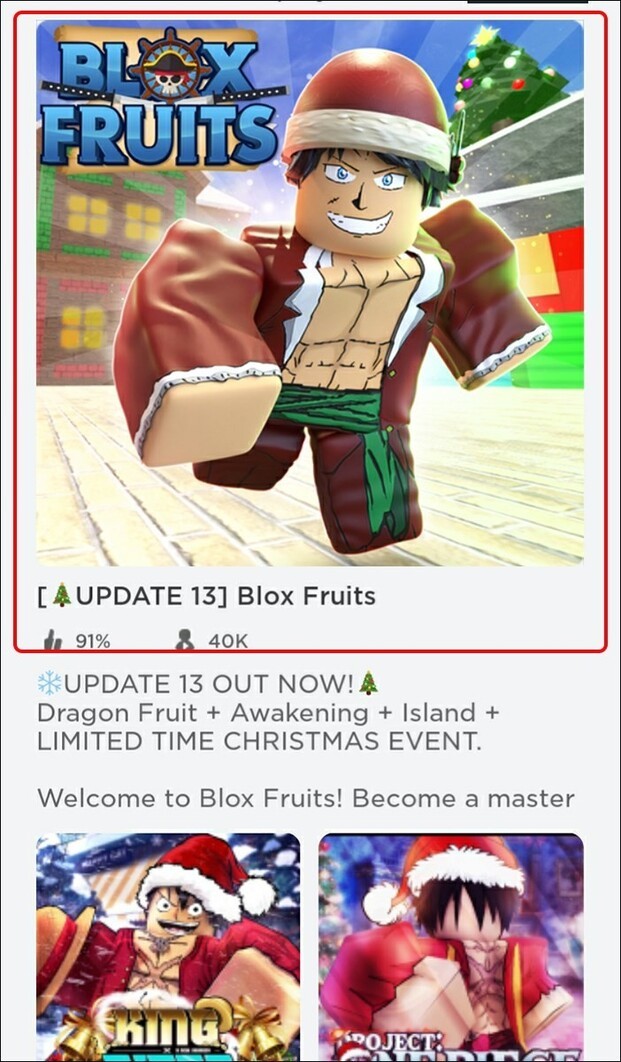 Mở Roblox lên và chọn Blox Fruit (Nguồn: Internet)