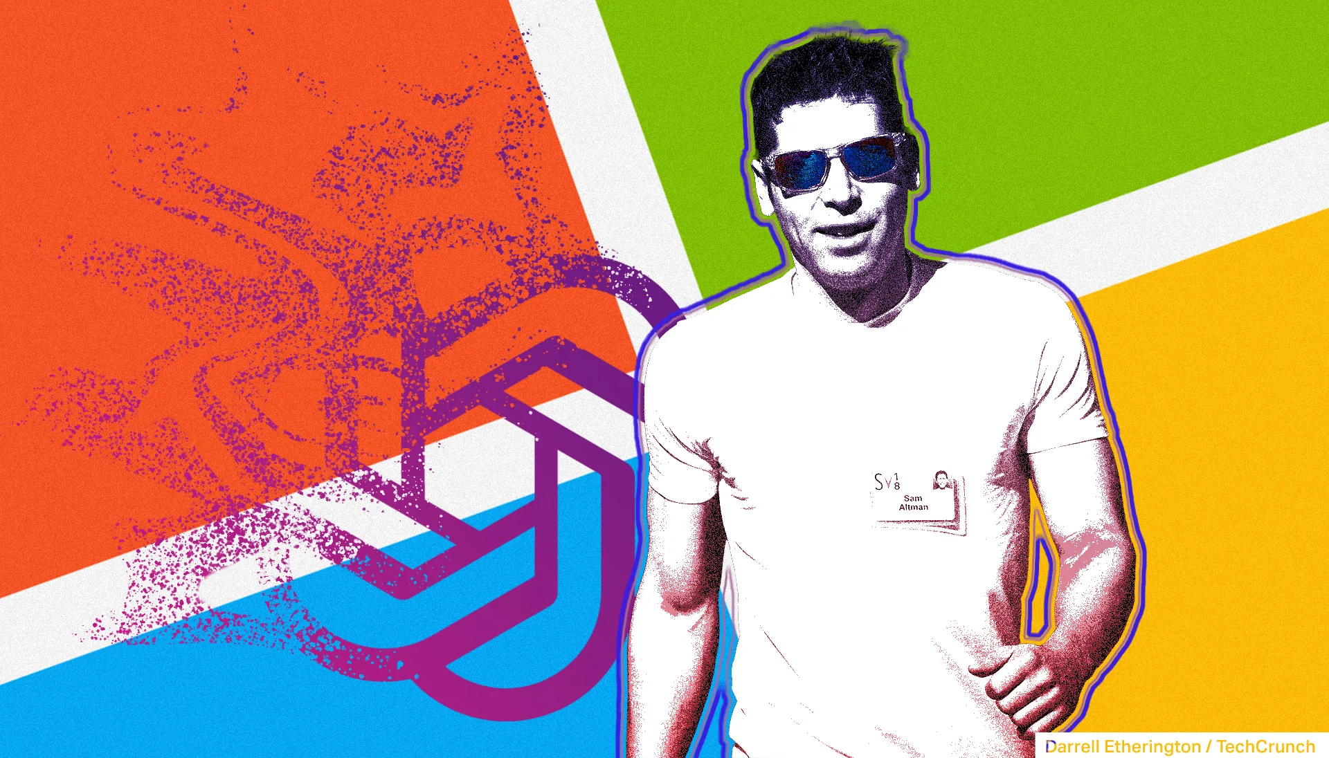 Minh họa về Sam Altman đang làm tan biến OpenAI. Ảnh: TechCrunch