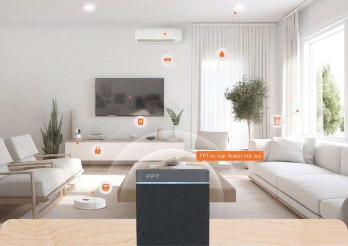 FPT AI Speaker là trung tâm điều khiển giúp kết nối và quản lý các thiết bị khác trong nhà. Ảnh: FPT Telecom