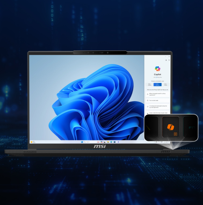 Laptop MSI tích hợp sẵn phím trợ lý ảo Copilot.