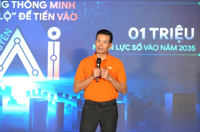 Ông Vũ Anh Tú phát biểu tại lễ công bố FPT Techday 2024 ngày 31/10. Ảnh: Hà Vy