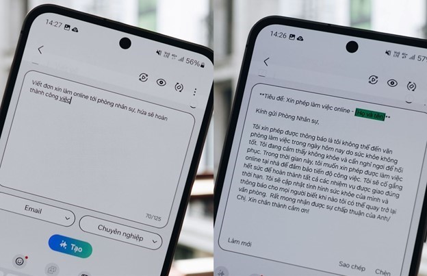 [CaptionCông cụ soạn thảo văn bản của Galaxy AI. Ảnh: Samsung