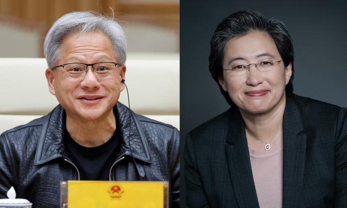 CEO Nvidia Jensen Huang (trái) và CEO AMD Lisa Su. Ảnh:VGP/AMD