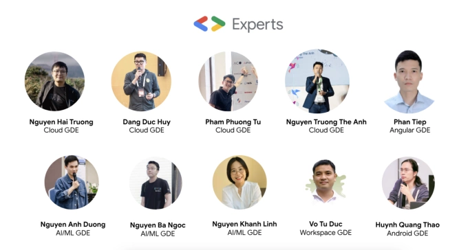 10 chuyên gia Việt Nam thuộc chương trình Google Developer Expert. Ảnh: Google