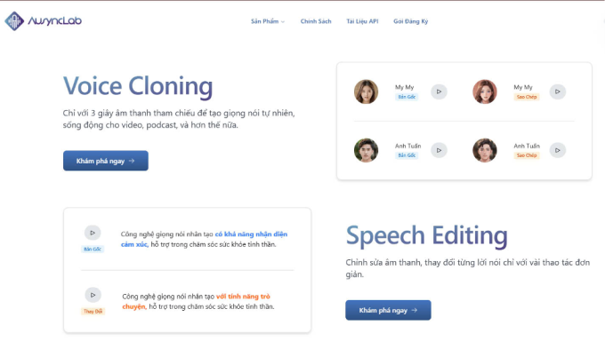 Thiết kế website của AusyncLab. Ảnh: chụp màn hình