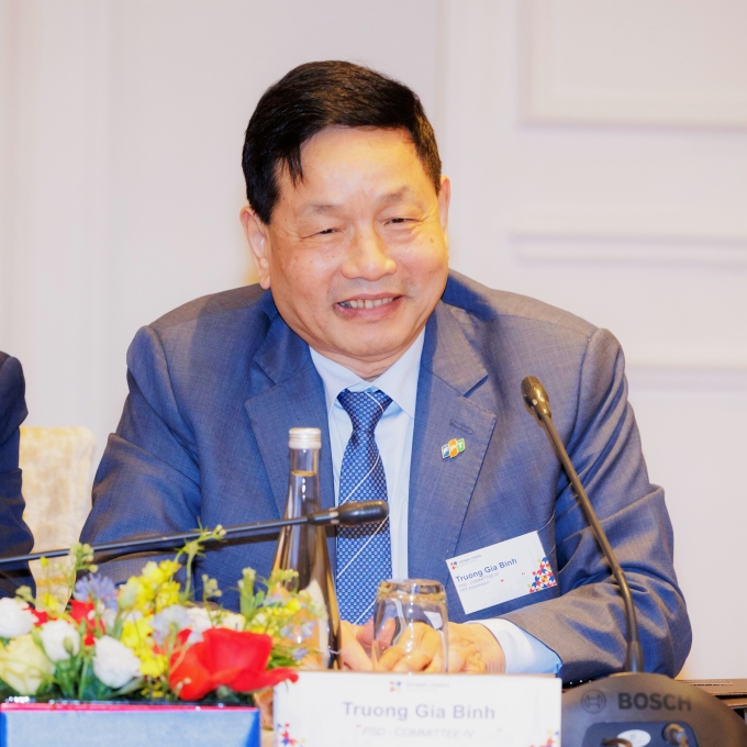Chủ tịch FPT Trương Gia Bình tại Diễn đàn Lãnh đạo Việt - Pháp. Ảnh: FPT