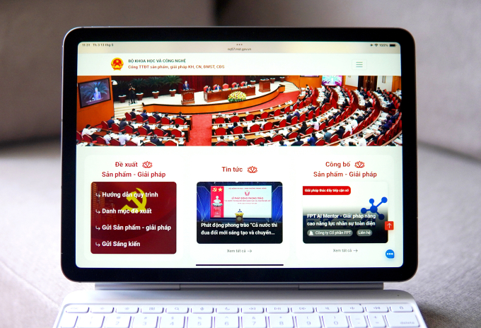 Cổng nq57.mst.gov.vn - nền tảng về sản phẩm công nghệ Make in Viet Nam. Ảnh: Minh Sơn