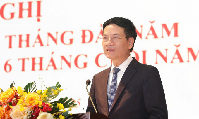 Bộ trưởng Khoa học và Công nghệ Nguyễn Mạnh Hùng phát biểu tại hội nghị sơ kết 6 tháng đầu năm 2025, ngày 14/7. Ảnh: Lưu Quý
