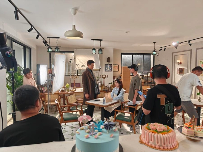Một phân cảnh phim ngắn được quay tại Trung tâm video ngắn quốc tế Thượng Hải. Ảnh: Tân Hoa Xã