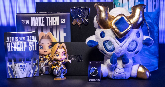 Mô hình (figure), bọc phím (keycap) bản giới hạn được mở bán tại Chung kết thế giới 2024. Ảnh: Riot Games