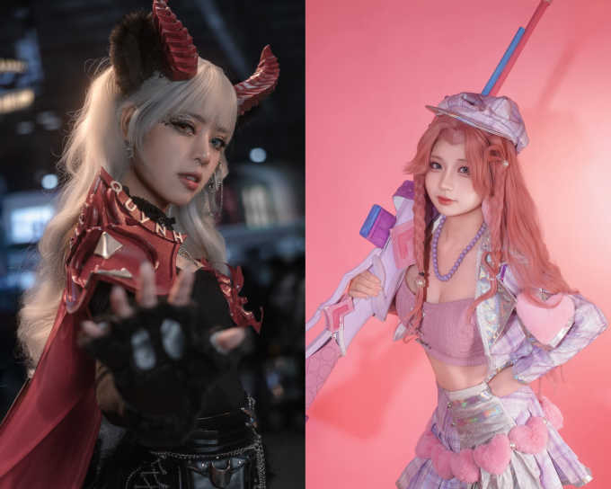 Eipi Quỳnh (trái) và Smol Latte (phải) sẽ cùng cầm cân nảy mực tại chung kết Cosplay Contest của LCP 2025. Ảnh: NVCC