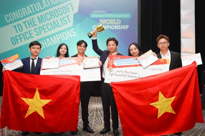 Đoàn 6 thí sinh Việt Nam tham gia cuộc thi Vô địch Tin học văn phòng thế giới 2025. Ảnh: BTC