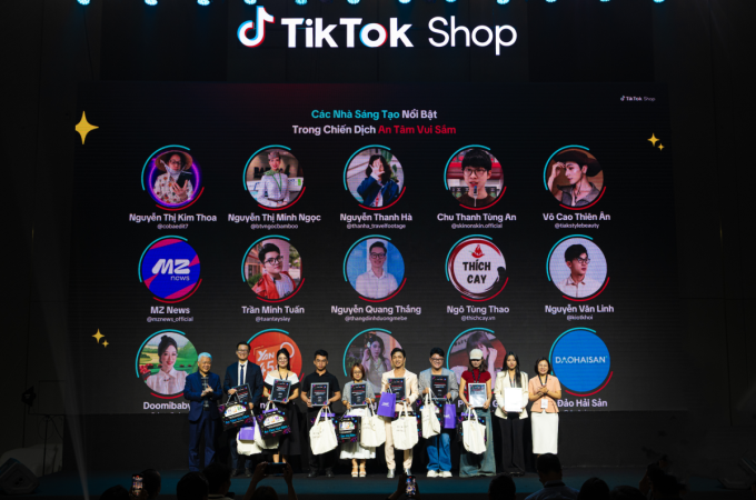 Các nhà sáng tạo nổi bật trong chiến dịch An Tâm Vui Sắm do TikTok Shop phối hợp cùng Tạp chí Công Thương triển khai. Ảnh: TikTok Shop