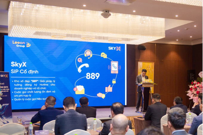 Sự kiện ra mắt mạng viễn thông số SkyX. Ảnh: Leeon Group