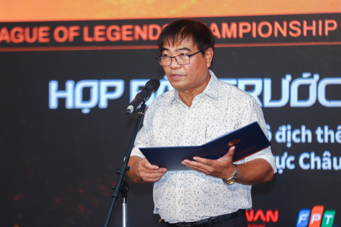 Ông Nguyễn Trọng Thao - Phó giám đốc Sở Văn hóa, Thể thao và Du lịch Thành phố Đà Nẵng phát biểu tại họp báo LCP 2025 Final Weekends, sáng 19/9. Ảnh: Quỳnh Trần