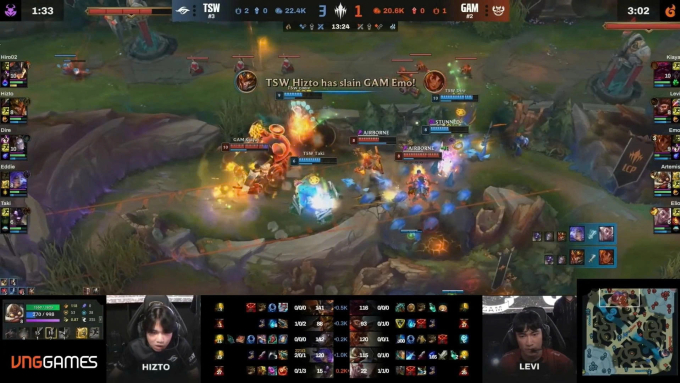 TSW Hizto hạ gục GAM Emo ở phút thứ 3 của ván đấu đầu tiên. Ảnh: LCP