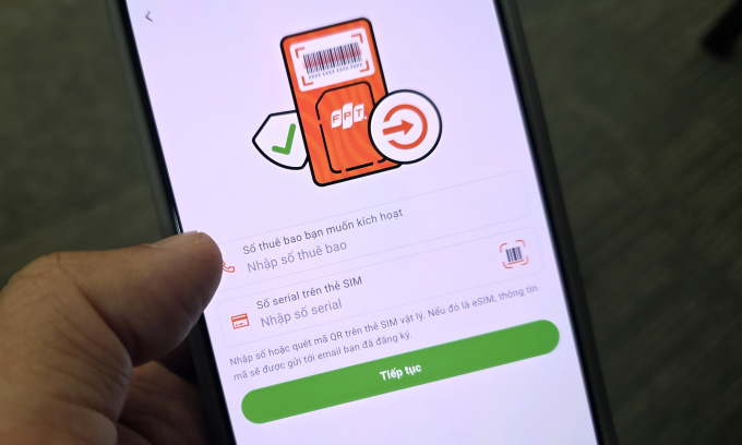 Giao diện kích hoạt SIM mạng di động FPT. Ảnh: Lưu Quý