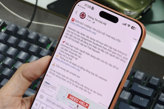 Người có nhu cầu trợ giúp chỉ cần để lại thông tin bằng cách bình luận. Hệ thống sẽ quét bình luận của người dùng mạng xã hội, phân loại rồi hiển thị trên bản đồ. Ảnh: Trọng Đạt
