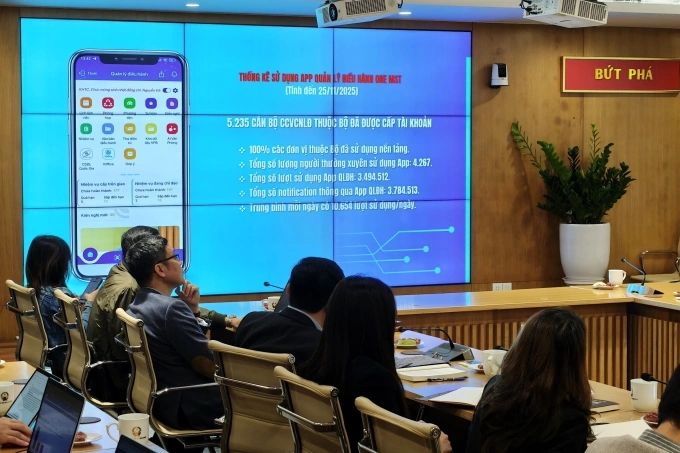 Nền tảng quản lý điều hành One MST của Bộ Khoa học và Công nghệ đươc giới thiệu tại hội thảo. Ảnh: Trọng Đạt