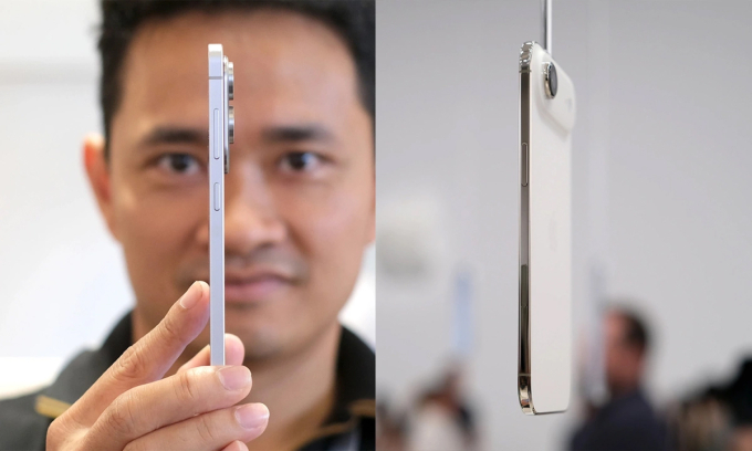 Galaxy S25 Edge (trái) và iPhone Air. Ảnh: Tuấn Hưng