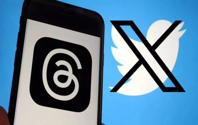 Logo Threads và X, tên gọi mới của Twitter. Ảnh:Geksonwheels